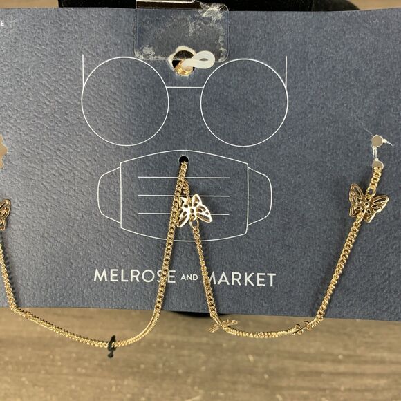 Melrose & Market Gold Chain Strap Holder Reading Glasses Face Mask Butterfly - Picture 2 of 6